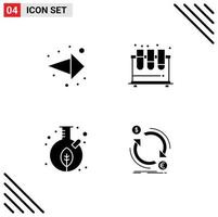 Modern Set of 4 Solid Glyphs Pictograph of arrow leaf chemistry lab seed Editable Vector Design Elements