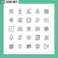 Set of 25 Modern UI Icons Symbols Signs for garland creative beach authorship artist Editable Vector Design Elements