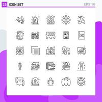 Mobile Interface Line Set of 25 Pictograms of resources human man hr romance Editable Vector Design Elements