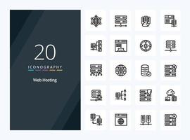20 Web Hosting Outline icon for presentation vector