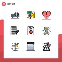 paquete de iconos de vector de stock de 9 signos y símbolos de línea para manos recibir elementos de diseño de vector editables de contacto de carta de corazón