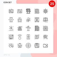 grupo de 25 líneas de signos y símbolos para el controlador de la consola, anuncios, tableros de juegos, elementos de diseño vectorial editables vector