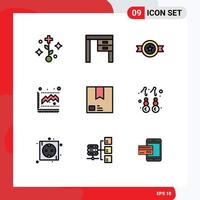 Universal Icon Symbols Group of 9 Modern Filledline Flat Colors of e statistics award growth diagram Editable Vector Design Elements