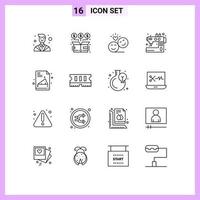 Editable Vector Line Pack of 16 Simple Outlines of sewing machine online handcraft emoji Editable Vector Design Elements