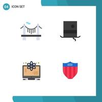 4 User Interface Flat Icon Pack of modern Signs and Symbols of bridge monitor road hipster space Editable Vector Design Elements