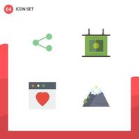 Modern Set of 4 Flat Icons and symbols such as media mac sharing sports nature Editable Vector Design Elements