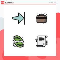 Stock Vector Icon Pack of 4 Line Signs and Symbols for arrow nature mechanical system data Editable Vector Design Elements