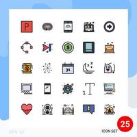 Universal Icon Symbols Group of 25 Modern Filled line Flat Colors of right user touch button graphic Editable Vector Design Elements