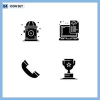 Universal Solid Glyph Signs Symbols of city contact device laptop telephone Editable Vector Design Elements