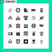 Set of 25 Modern UI Icons Symbols Signs for marker location coffee next glass Editable Vector Design Elements