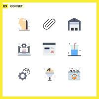 Mobile Interface Flat Color Set of 9 Pictograms of code setting logistic web seo Editable Vector Design Elements