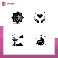 conjunto de iconos de interfaz de usuario modernos símbolos signos para formación de playa abstracta árbol de amor elementos de diseño vectorial editables vector