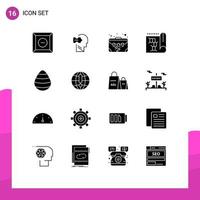 16 Solid Glyph concept for Websites Mobile and Apps nature easter brief science laboratory Editable Vector Design Elements
