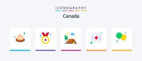 Paquete de 5 íconos planos de canadá que incluye fiesta. globos aventura. bandera. Canadá. diseño de iconos creativos vector