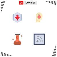 4 Thematic Vector Flat Icons and Editable Symbols of flag user leaf secure flask Editable Vector Design Elements