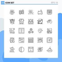 25 User Interface Line Pack of modern Signs and Symbols of beat computer payment sponge cleaning Editable Vector Design Elements