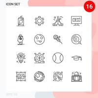 16 Thematic Vector Outlines and Editable Symbols of conclusion algorithm fire work camera screen Editable Vector Design Elements