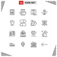 Modern Set of 16 Outlines Pictograph of mind spring accessories rose flower Editable Vector Design Elements