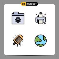 Mobile Interface Filledline Flat Color Set of 4 Pictograms of control ice printer iot summer Editable Vector Design Elements