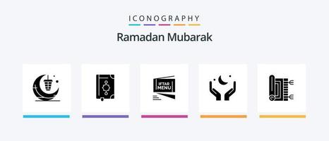 Ramadan Glyph 5 Icon Pack Including moon. pray. ramadhan. fast. ramadan. Creative Icons Design vector