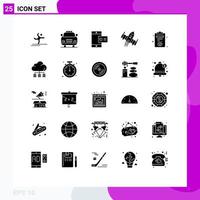Universal Icon Symbols Group of 25 Modern Solid Glyphs of board alien online space spaceship Editable Vector Design Elements
