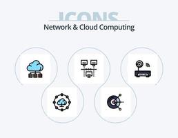 Network And Cloud Computing Line Filled Icon Pack 5 Icon Design. sharing. connection. network. technology. light vector