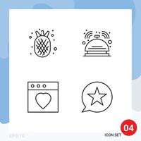 conjunto de 4 iconos de ui modernos símbolos signos para la aplicación amanas hotel de verano mac elementos de diseño vectorial editables vector