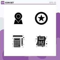 Set of 4 Modern UI Icons Symbols Signs for location calculation pin measurement love Editable Vector Design Elements