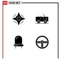 User Interface Pack of 4 Basic Solid Glyphs of compass controller hummer diode game Editable Vector Design Elements