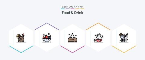 Food And Drink 25 FilledLine icon pack including drink. tea. ice. close vector