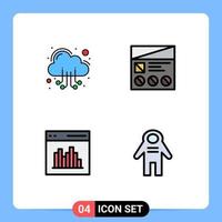 Group of 4 Filledline Flat Colors Signs and Symbols for cloud app web prototype communication Editable Vector Design Elements