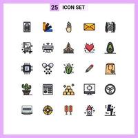 Modern Set of 25 Filled line Flat Colors and symbols such as paid interface four user mail Editable Vector Design Elements