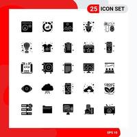 Universal Icon Symbols Group of 25 Modern Solid Glyphs of click interior analysis flowerpot education Editable Vector Design Elements