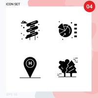 conjunto de glifos sólidos de interfaz móvil de 4 pictogramas de estadísticas de gráficos de viajes deslizantes elementos de diseño de vectores editables alpinos