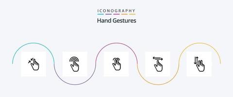 Paquete de iconos de la línea 5 de gestos con las manos, incluida la mano. dedo. interfaz. pestaña. móvil vector