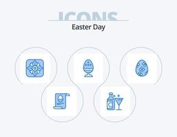 Easter Blue Icon Pack 5 Icon Design. easter. food. flower. egg. boiled egg vector