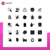 25 Universal Solid Glyph Signs Symbols of stairs printing combustible print science Editable Vector Design Elements