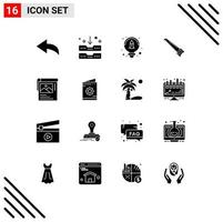 Group of 16 Solid Glyphs Signs and Symbols for brosher wallpaper idea cleander construction Editable Vector Design Elements