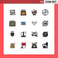 Mobile Interface Flat Color Filled Line Set of 16 Pictograms of medical briefcase system tablet aspirin Editable Creative Vector Design Elements