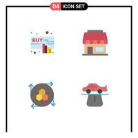 Group of 4 Modern Flat Icons Set for buy modeling application online webshop advantage Editable Vector Design Elements