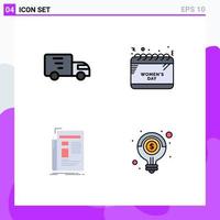 4 Filledline Flat Color concept for Websites Mobile and Apps delivery media truck time newsletter Editable Vector Design Elements