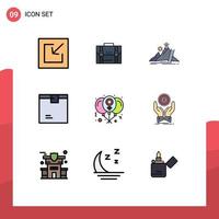 Set of 9 Modern UI Icons Symbols Signs for goods box portfolio career development Editable Vector Design Elements