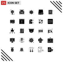 conjunto de 25 iconos de interfaz de usuario modernos signos de símbolos para dispositivos en línea de unidad de tarjeta agregar elementos de diseño vectorial editables vector