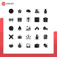 conjunto de 25 iconos de interfaz de usuario modernos símbolos signos para destino pedicura trueno belleza aprendizaje elementos de diseño vectorial editables vector