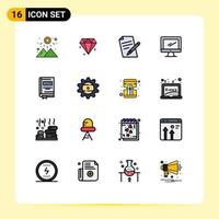 16 Universal Flat Color Filled Line Signs Symbols of gdpr book pen pc device Editable Creative Vector Design Elements