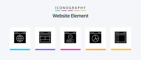 Website Element Glyph 5 Icon Pack Including interface. website. website. presentation. business. Creative Icons Design vector