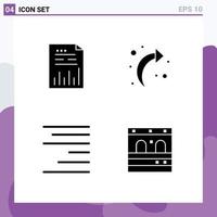 Group of 4 Modern Solid Glyphs Set for analytics right file back door Editable Vector Design Elements