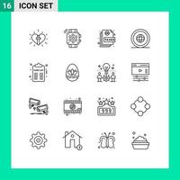 Modern Set of 16 Outlines and symbols such as international global education country page Editable Vector Design Elements