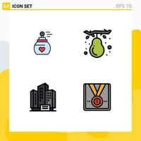 Set of 4 Modern UI Icons Symbols Signs for perfume apartment aroma fruit company Editable Vector Design Elements