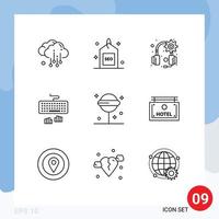 9 Thematic Vector Outlines and Editable Symbols of lollipop confect gear typing interface Editable Vector Design Elements